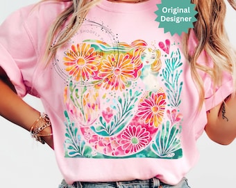 Bloemen zeemeermin png, zomersublimatieontwerpen, strand png, instant digitale download