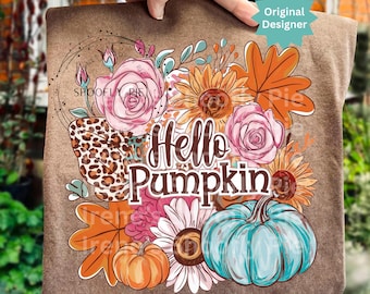 Floral Fall Pumpkin PNG, Hello Pumpkin PNG, Boho Pumpkin Coquette PNG, Vintage Autumn Sublimation, Preppy Fall Pumpkin Png, Pumpkin Season