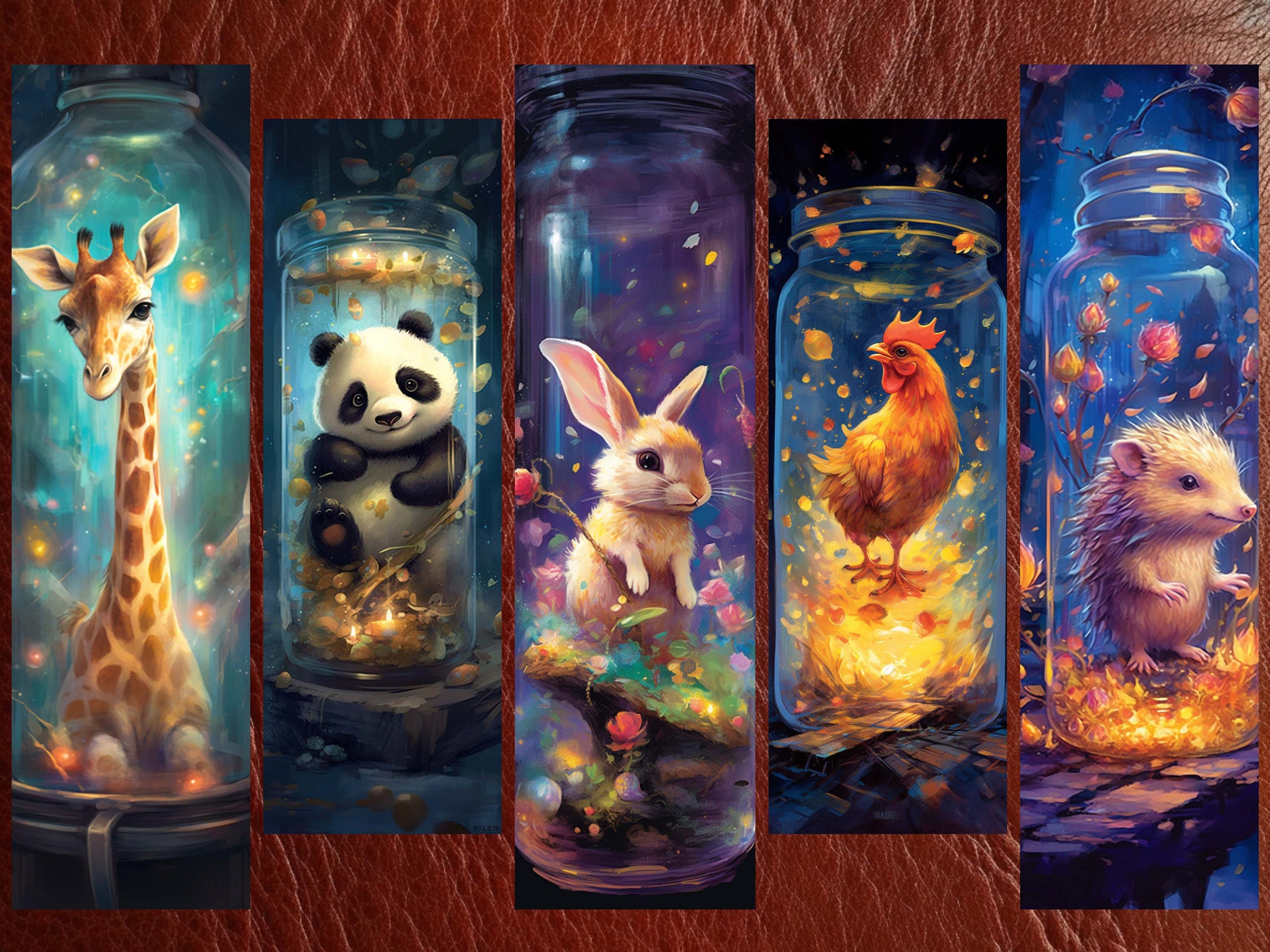 Mason Jar Animal Printable Bookmark Set Fantasy Bookmark Sets Animal ...