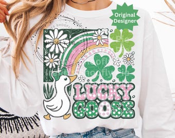 Imágenes PNG divertidas del Día de San Patricio, Ganso de la suerte, Ganso lindo del Día de San Patricio, Ganso tonto, Ganso de trébol, Bésame, soy irlandés