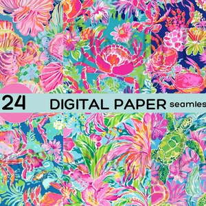 Preppy Ocean Digital Paper - Ocean Seamless Patterns - Sublimation - Multi-Medium - 12x12 - Commercial Use