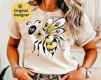 Biene Png, Blumenbiene PNG, Boho Blumen Sublimationsdesign, Girly Png, Sommer Png, süße Biene Png, Bienenliebhaber Png