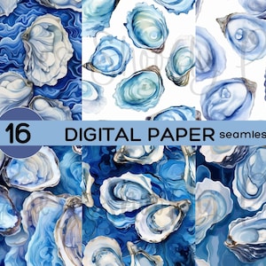 Oyster Digital Paper - Oyster Seamless Patterns - Sublimation - Multi-Medium - 12x12 - Commercial Use - Instant Download