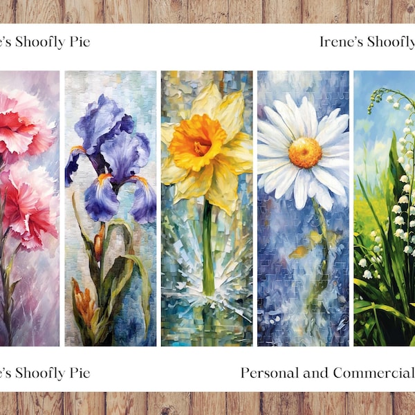 Birth Month Flower Bookmark Set - JPG Bookmark Sets -  Flower Bookmarks - Digital Downloads - PNG Bookmark Sublimation - Commercial Use