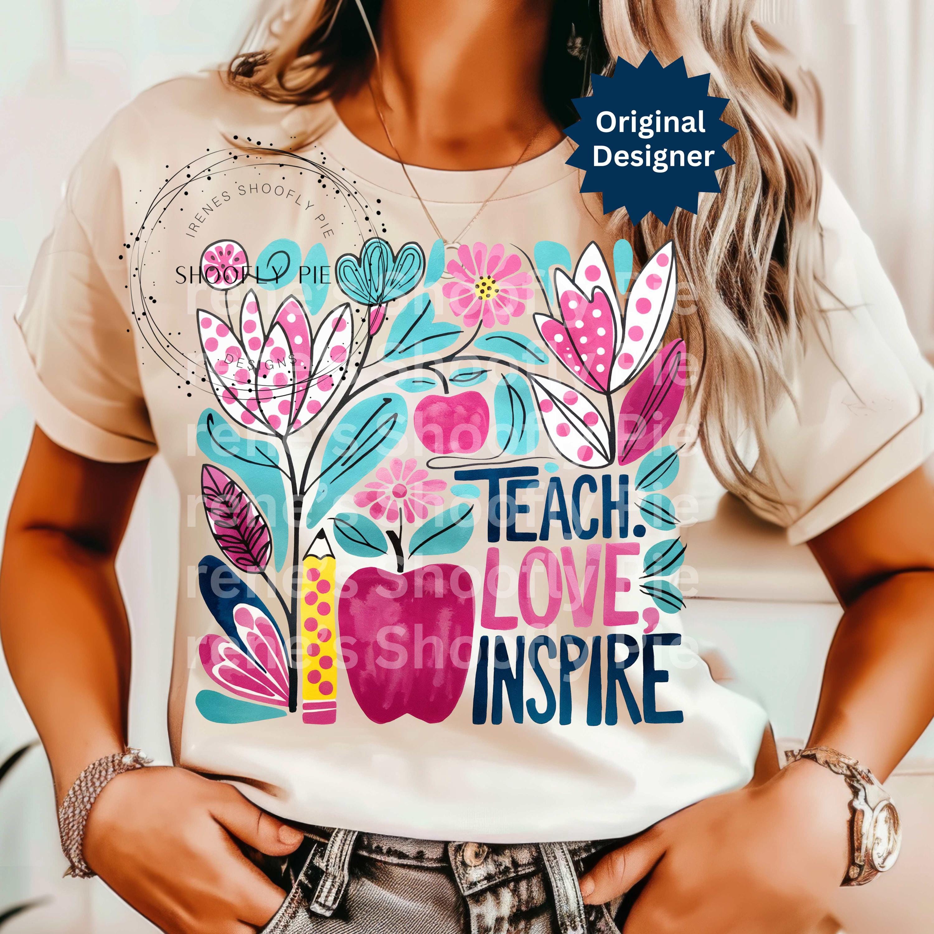 Boho Floral Teacher PNG, Sublimation Design, Back To School Png, School Png, Teach Love Inspire Png. Retro Teacher Tshirt Design Png, Preppy