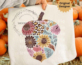 Boho Floral Fall png, Preppy Fall T-Shirt Sublimation Design, Coquette Fall Png, Cozy Season Png, Girly Autumn Png, Vintage Fall Png, Acorn