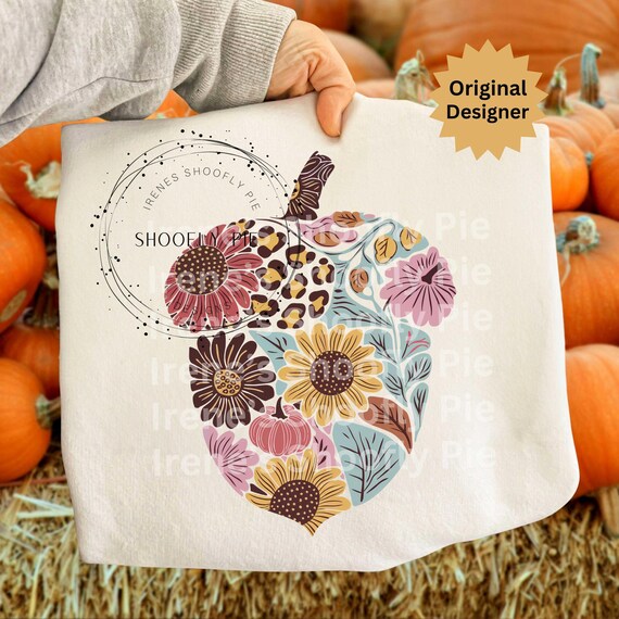Boho Floral Fall png, Preppy Fall T-Shirt Sublimation Design, Coquette Fall Png, Cozy Season Png, Girly Autumn Png, Vintage Fall Png, Acorn