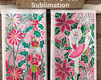 Christmas Kitchen Towel Sublimation Designs, Nutcracker Png, Nutcracker Ballerina Kitchen Towel Christmas Png, Boho Floral Nutcracker