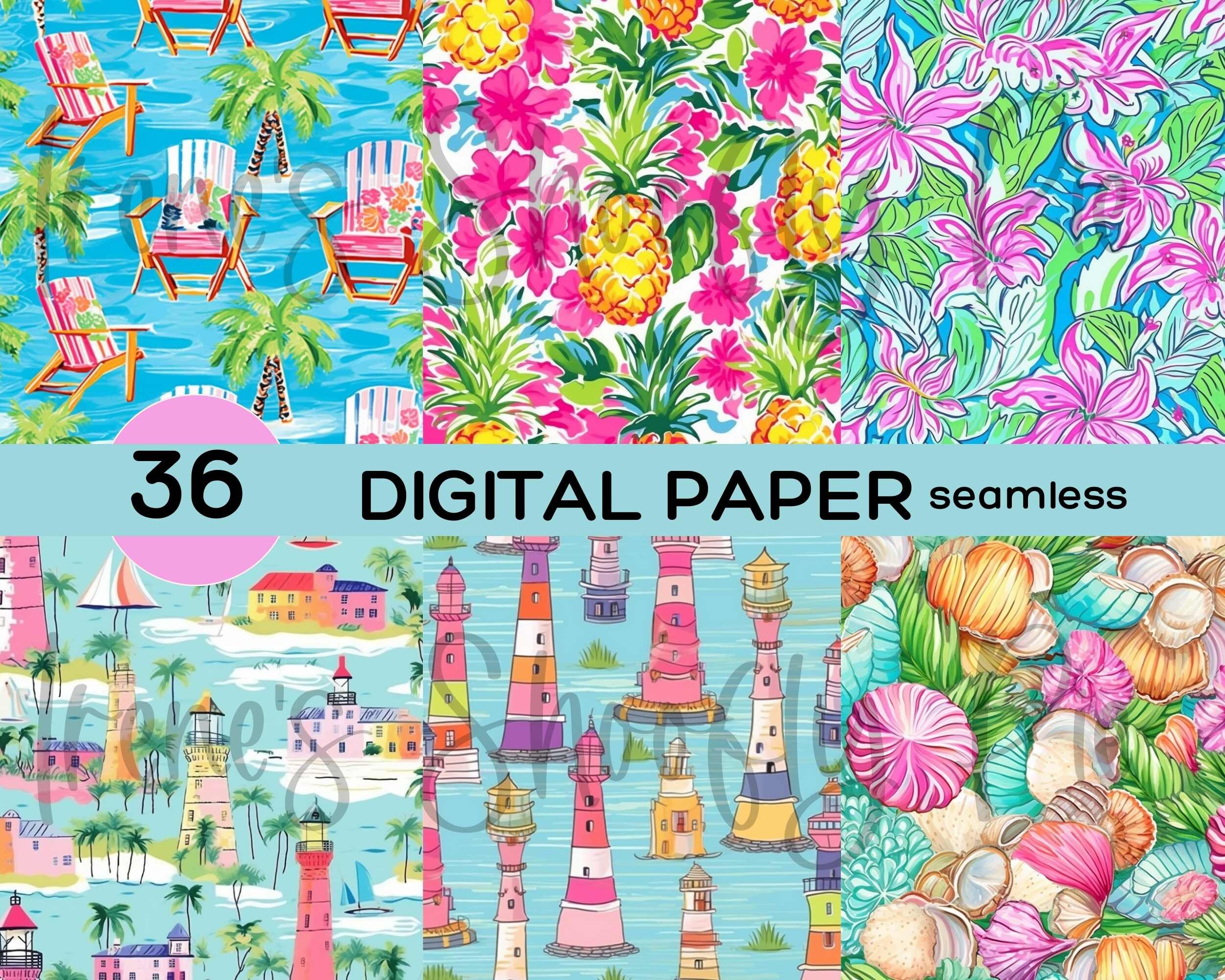 Preppy Beach Digital Paper - Beach Seamless Patterns - Sublimation ...