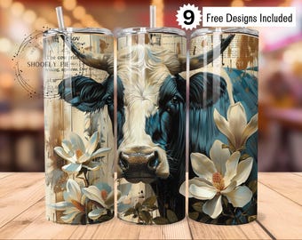 Rustikale Kuh Tumbler Wrap, 20 Unzen Skinny Tumbler Sublimation Design Digitaler Download PNG SOFORTIGER Download Nur Tumbler Wrap