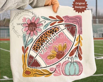 Game Day Football Png, Touchdown Season Png, Football PNG, Floral Football Png, Sublimation Design, Football Mom Png, Girly Fall Football