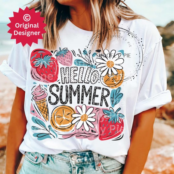 Hello Summer Png, Boho Foral PNG, Summer Sublimation Designs, Retro Summer Png, Instant DIGITAL, Beach Tshirt Png, Summer Fruit Png