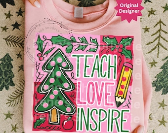 Insegnamento di Natale, Amore, Ispirazione Png, Insegnante di Natale png, Matita per insegnante png, Design per maglietta per insegnante di Natale, Albero di Natale per insegnante png