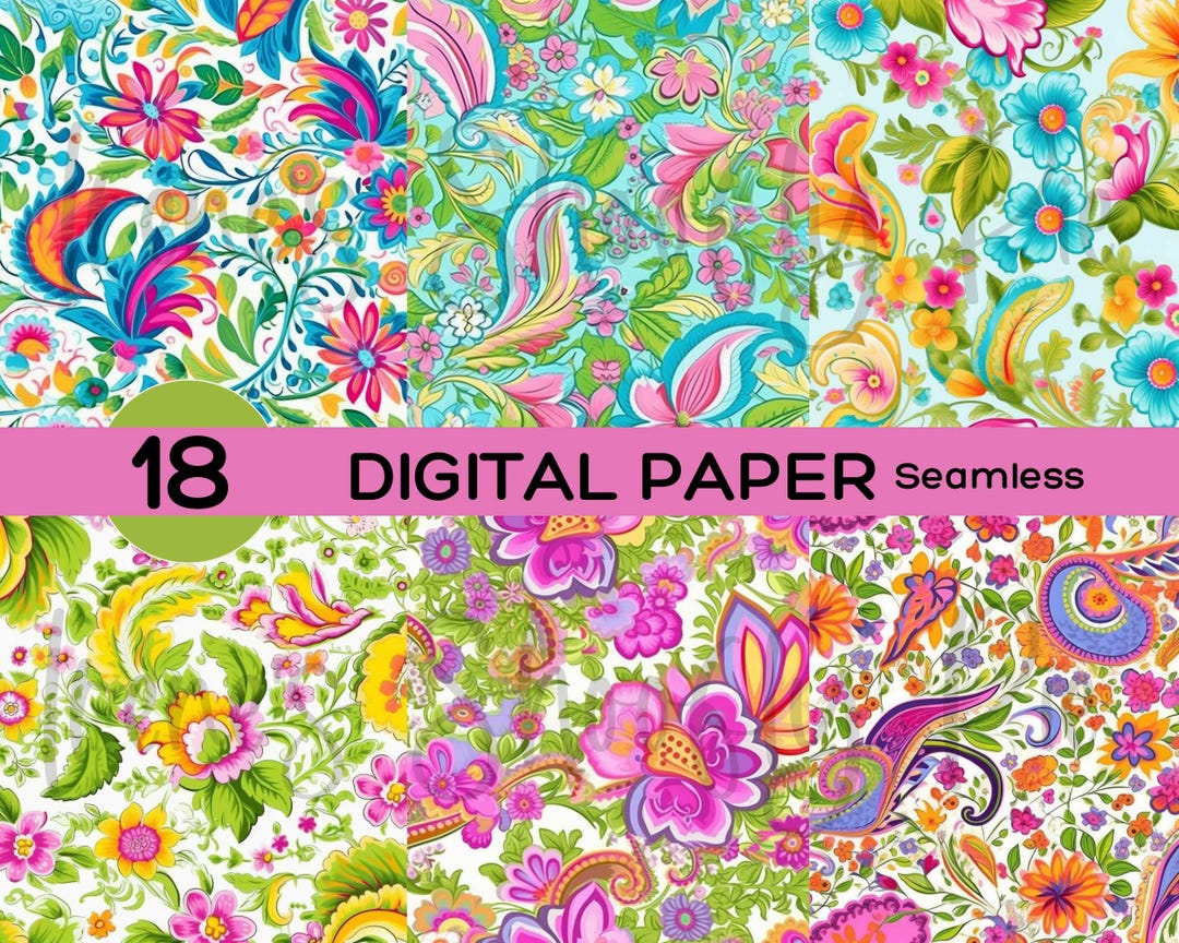 Floral Digital Paper - Paisley Seamless Patterns - Floral Sublimation ...