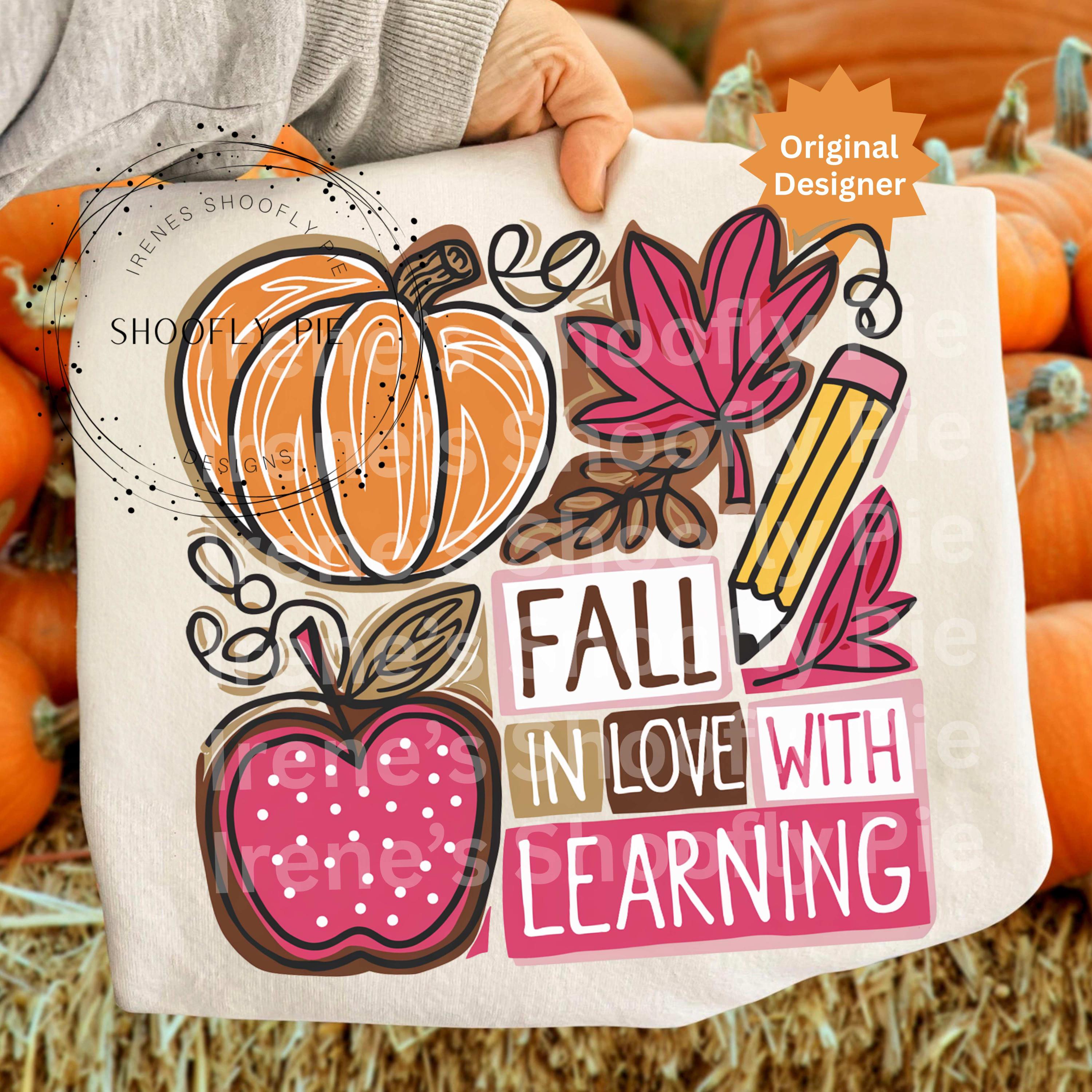 Retro Teacher Fall Png, Fall in Love With Learning Png, Fall T-shirt ...