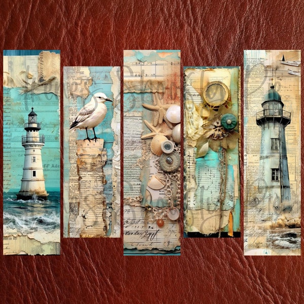 Lighthouse Bookmark Set - JPG Bookmark Sets - Beach Bookmarks - Digital Downloads - PNG Bookmark Sublimation