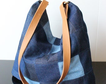 Sac en Jean sac à main femme Sac jean hobo à bandoulière fabriqué en France Sac denim tendance cadeau pour elle original sac en jean