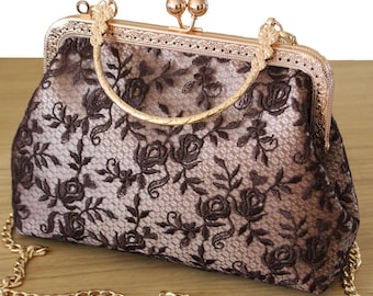 Elegant Evening bag Maroon Bridal clutch Vintage purse Mother of the bride bag Luxury lace Design unique