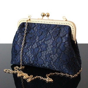Navy and cream clutch bag cheap