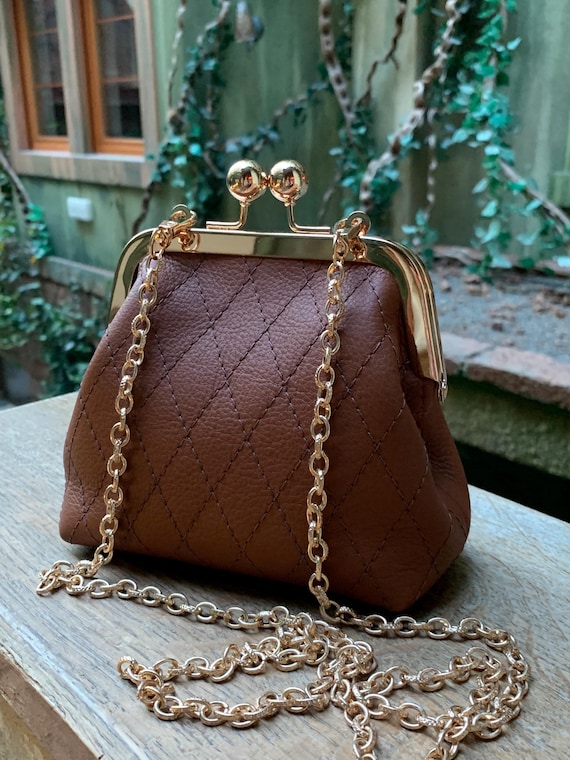 Quilted leather purse online