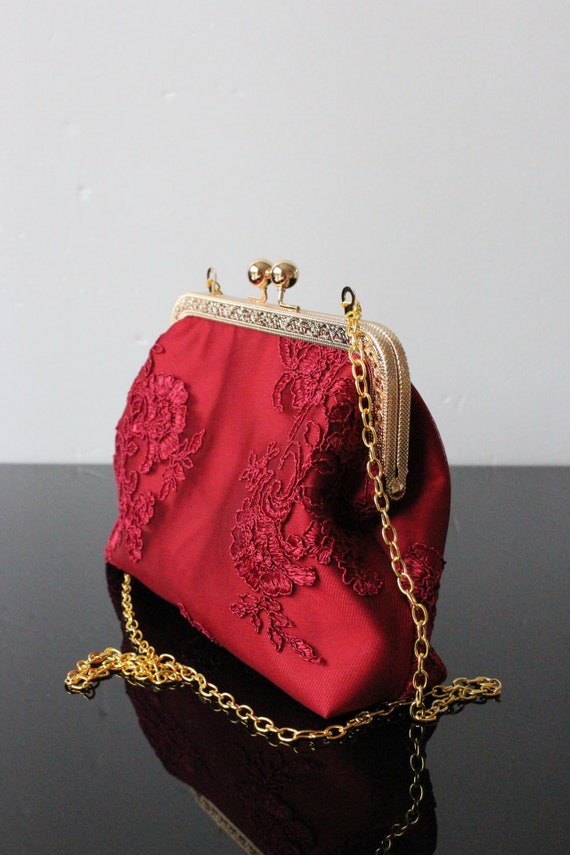 Burgundy Red abosorbant Velvet Clutch Purse