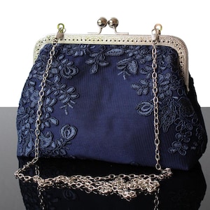 Navy Blue and Silver Wedding clutch bag Bridal day gift Mother of the Bride or Mother of the Groom unique bag purse Wedding day