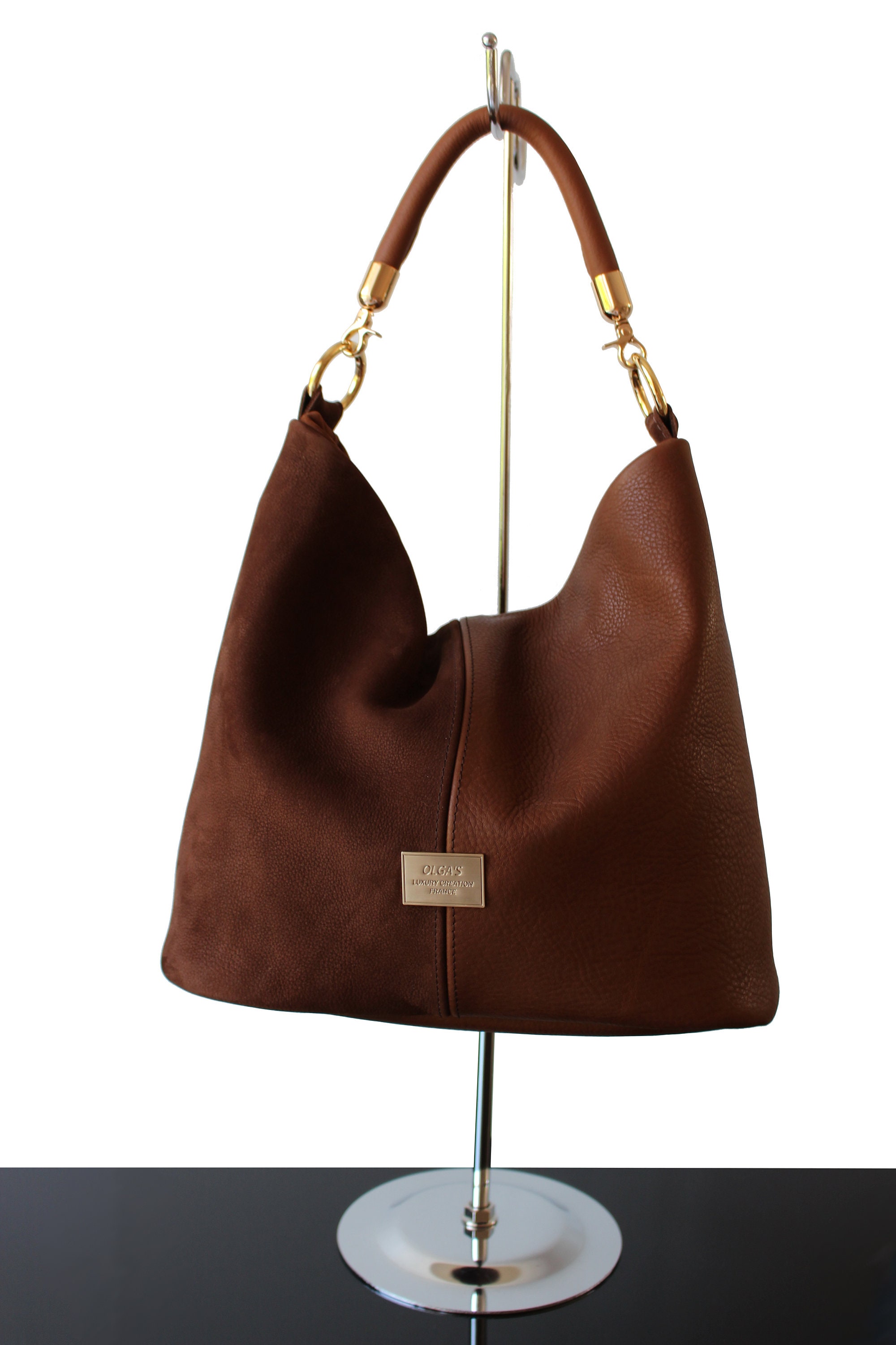 Designer luxury bag made in France Brown leather hobo bag Etsy