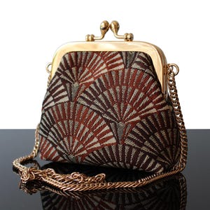 Brown clutch for Wedding Evening bag golden chan Wedding clutch Bridal wear Small purse kisslock shoulder bag