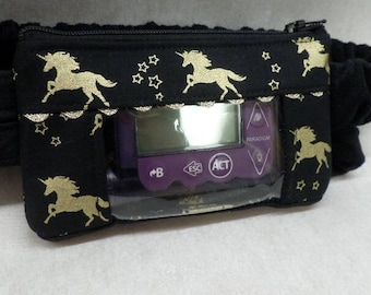 Insulin pump pouch with window Gold Unicorns Dexcom G5 Animas Tslim Minimed 530G 670G type 1 diabetic accessories insulin pump cases