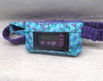 Insulin Pump Pouch with window Mermaid Shimmer type 1 diabetic accessories custom made insulin pump cases