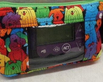 Window insulin pump pouch Colorful Dogs diabetic accessories tandem pump case cgm case