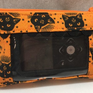 Insulin Pump Pouch with window type 1 diabetic accessories cgm case insulin pump holder  Mystical Halloween Cat