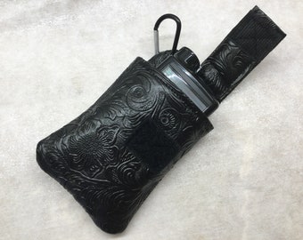 Insulin Pump pouch Black floral faux leather for type 1 diabetes insulin pump accessories diabetic bag