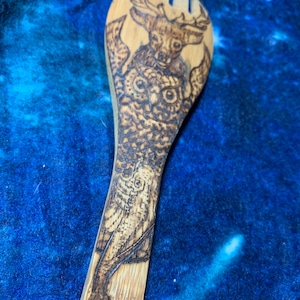 Nature woodburned bamboo utensil | woodburned kitchen utensil