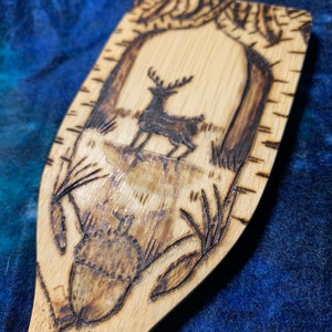 Nature woodburned bamboo utensil | woodburned kitchen utensil