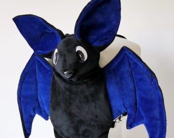 Bat backpack (black, blue inside)