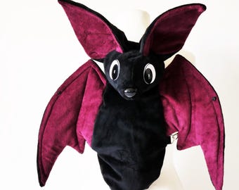 Bat backpack (black, inside burgundy red)
