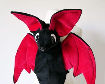 Bat backpack (black, red inside)