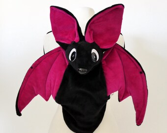 Bat backpack (black, pink inside)
