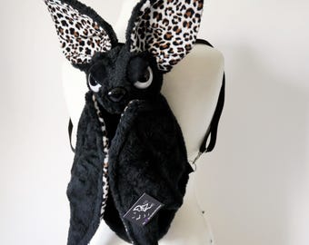 Evil Batbag - Bat Backpack (Leopard pattern, white evil eyes)