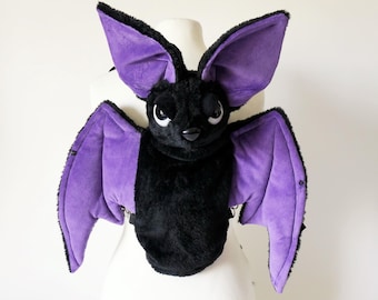 Evil Batbag - Bat Backpack (purple, white evil eyes)