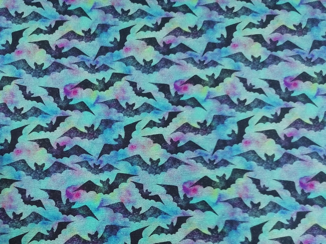Jersey Fabric Bats Colourfull Etsy