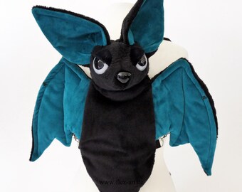Evil Batbag - Bat Backpack (petrol, white evil eyes)