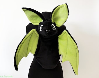 Sac à dos chauve-souris - vert lime/noir/yeux de dessin animé