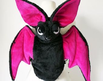 Evil Batbag - Bat Backpack (pink, white evil eyes)