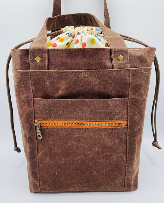 Project Bag Waxed Canvas Project Bag Drawstring Project Bag Etsy
