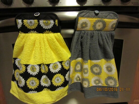 Hanging Fabric Trimmed Potholder Dish Towel, Potholder Dish Towel Set, Kitchen Gift, Housewarming Gift Il_570xn