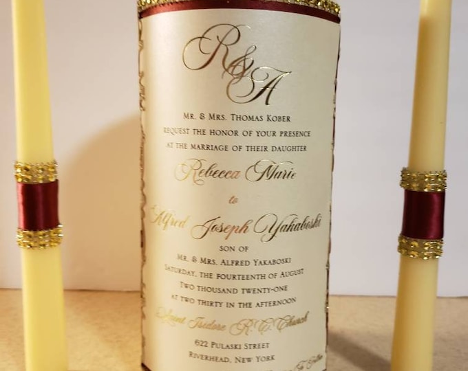 Wedding Invitation Candle Scalloped Edge Etsy