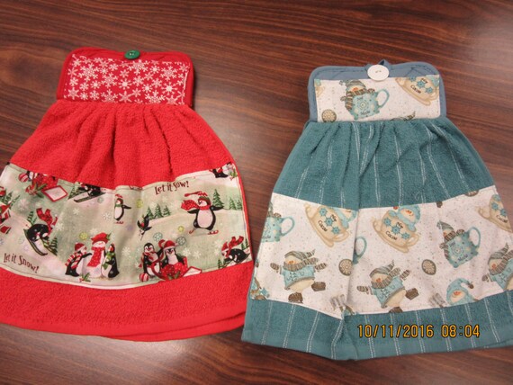 Hanging Fabric Trimmed Potholder Dish Towel, Potholder Dish Towel Set, Kitchen Gift, Housewarming Gift Il_570xn
