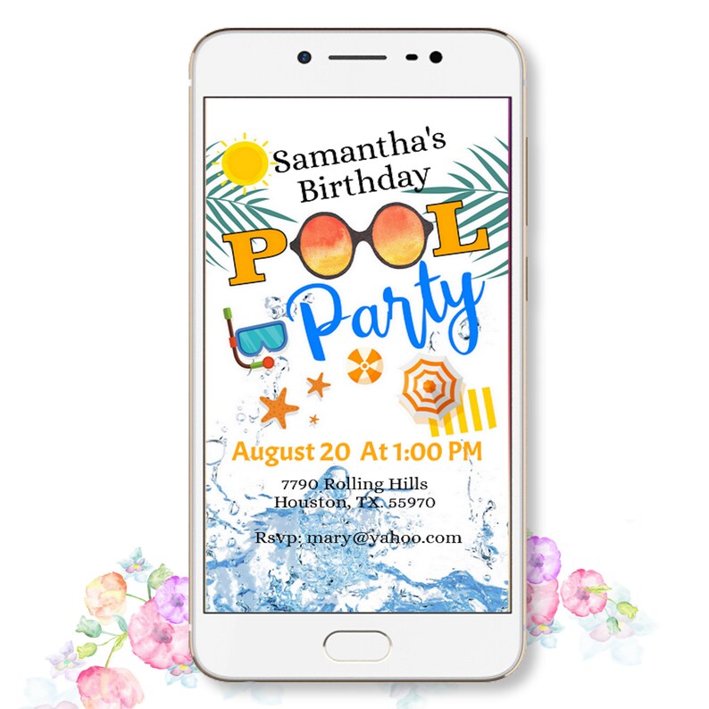 Pool Party Invitation Birthday Pool Party Digital Etsy